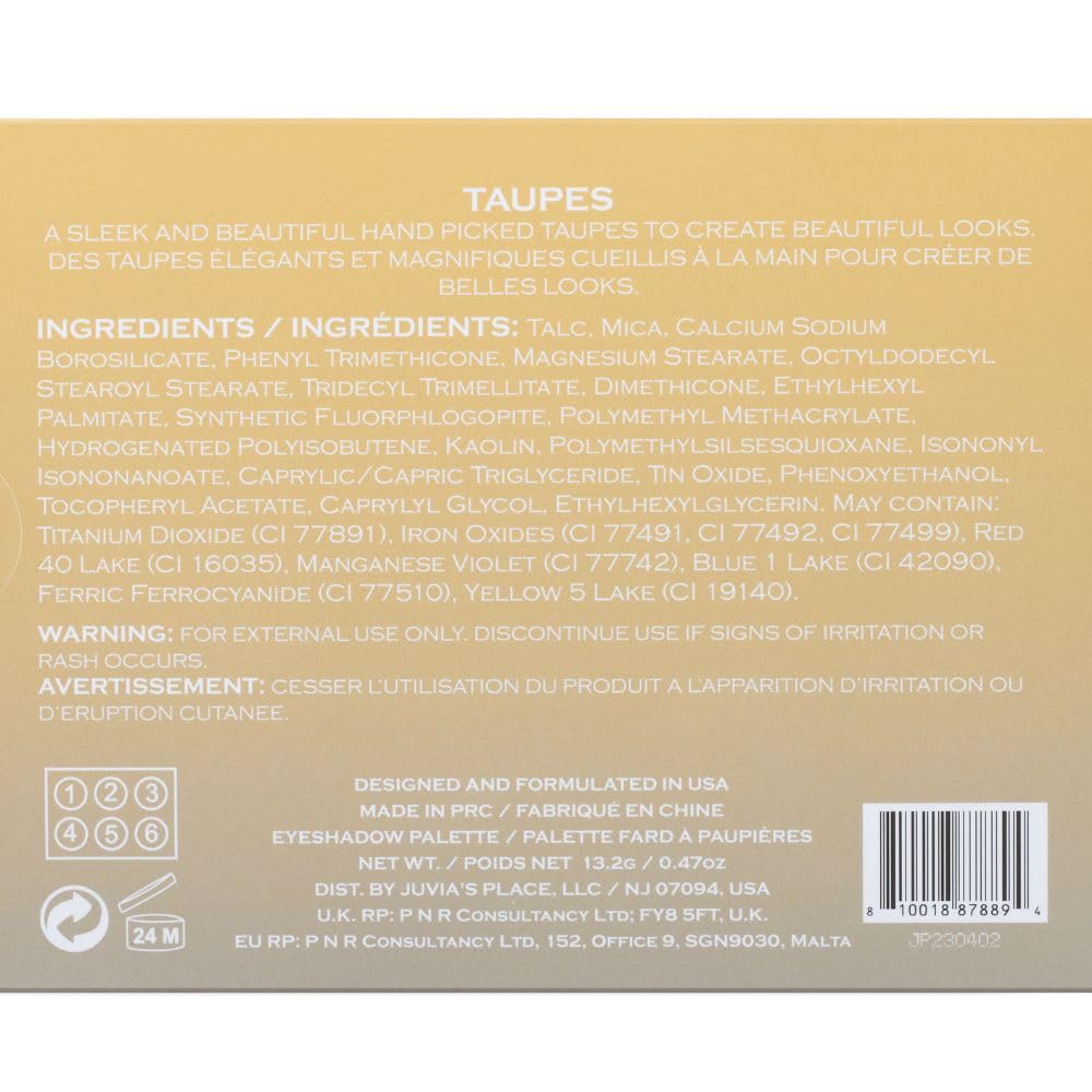 Juvia's Place Palette The Taupes – Six-Shade Nude Browns Eye Shadow Palette