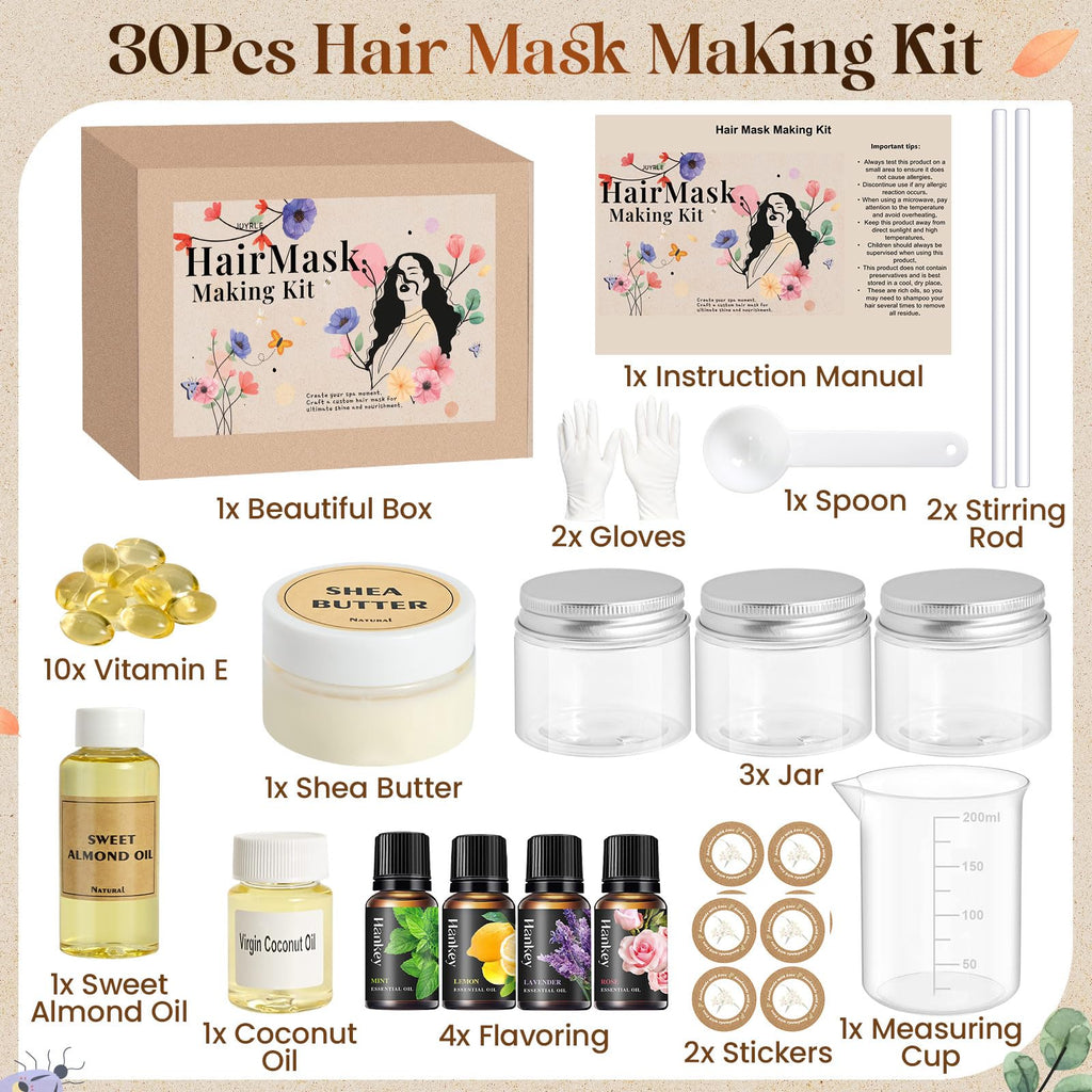JUYRLE Hair Mask Making Kit – DIY Hair Conditioner with Shea Butter, Sweet Almond Oil & Coconut Oil