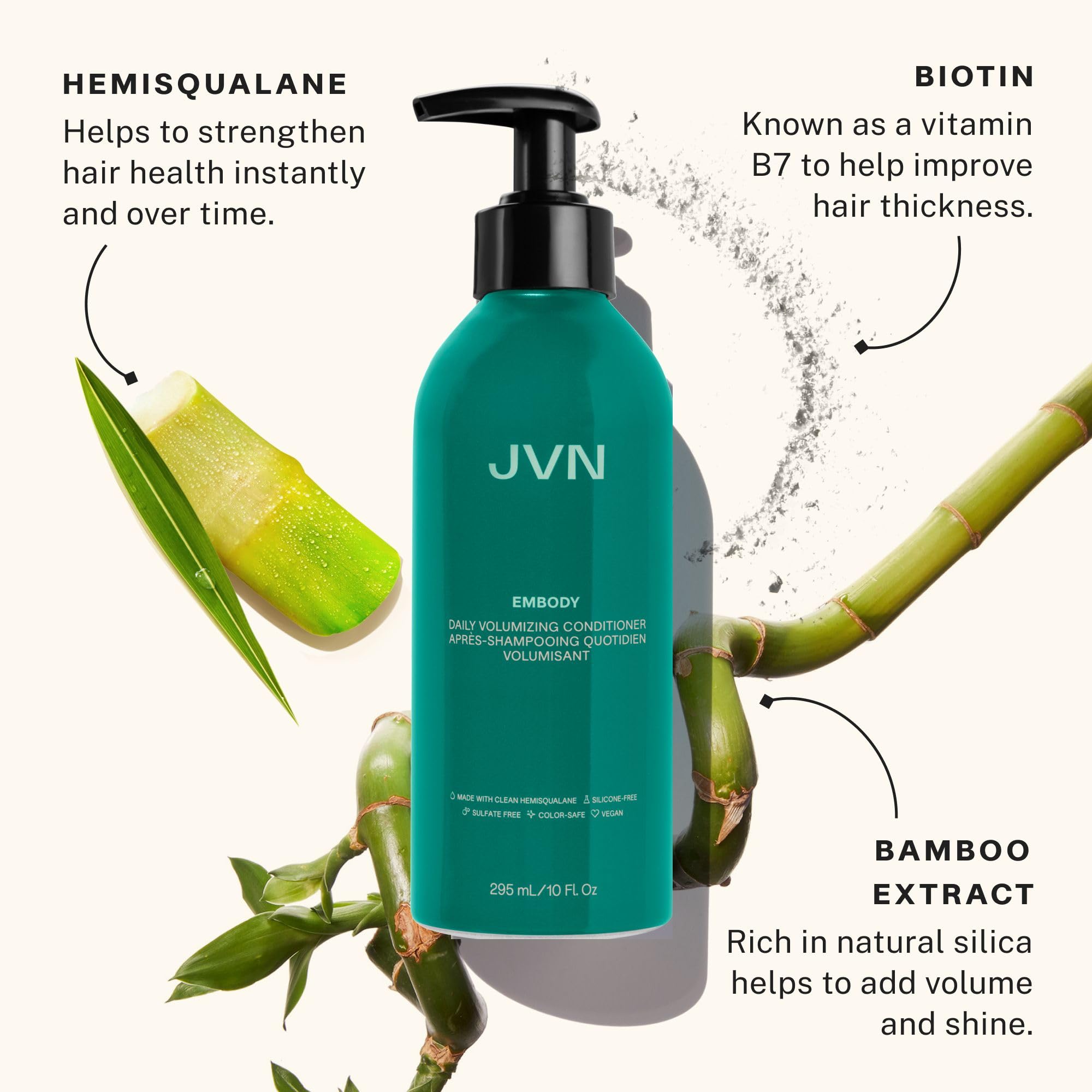 JVN Embody Volumizing Conditioner – Fuller Hair, Shine & Moisture, 10 Fl Oz