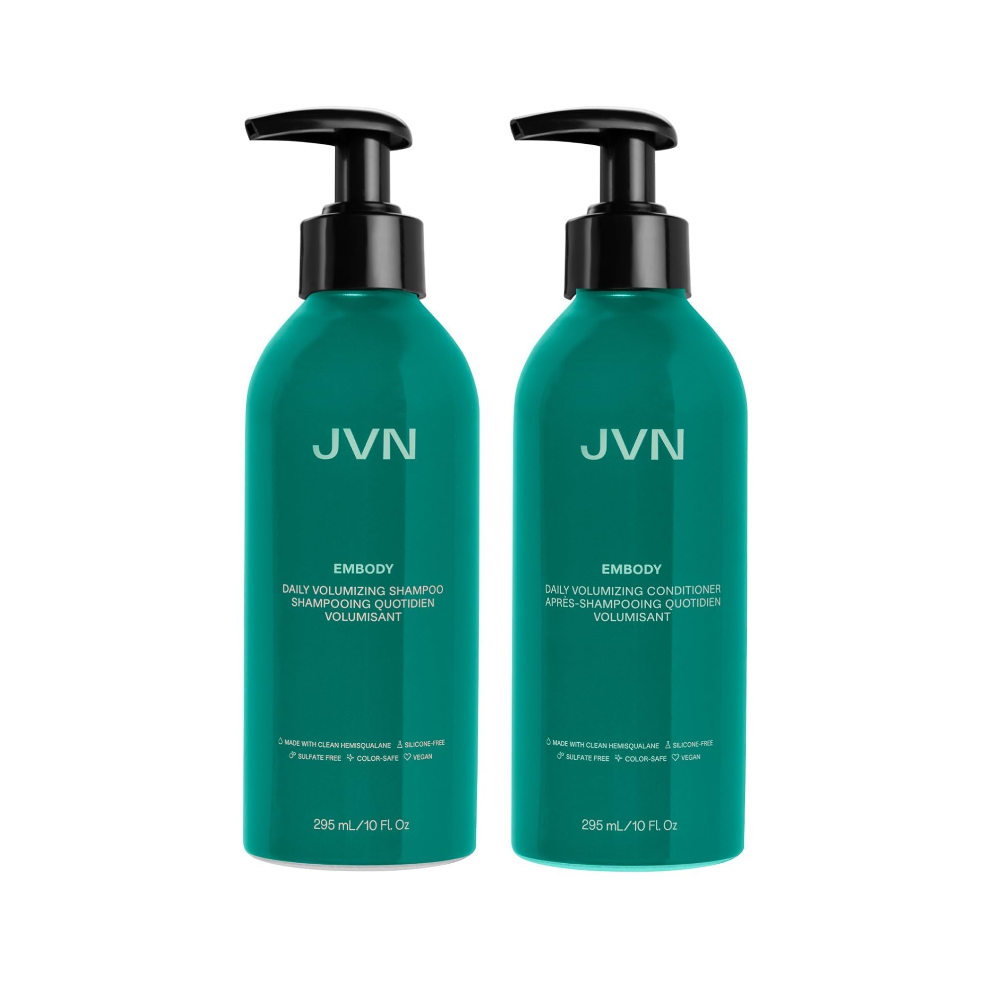 JVN Embody Volumizing Shampoo & Conditioner Set — Color-Safe, Clarifying for Fuller, Shiny Hair