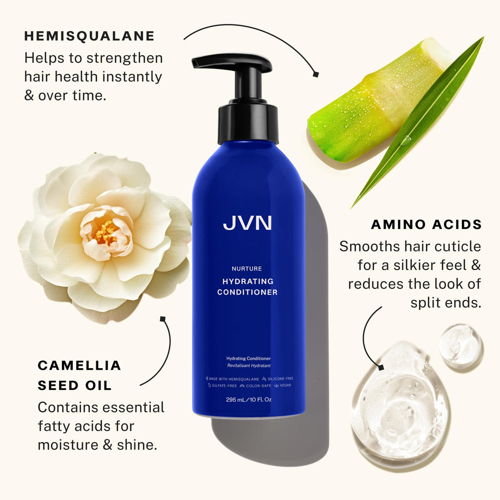 JVN Embody Volumizing Shampoo + Nurture Hydrating Conditioner Duo — 20 fl oz, Silicone- and Sulfate-Free Haircare for Body and Moisture