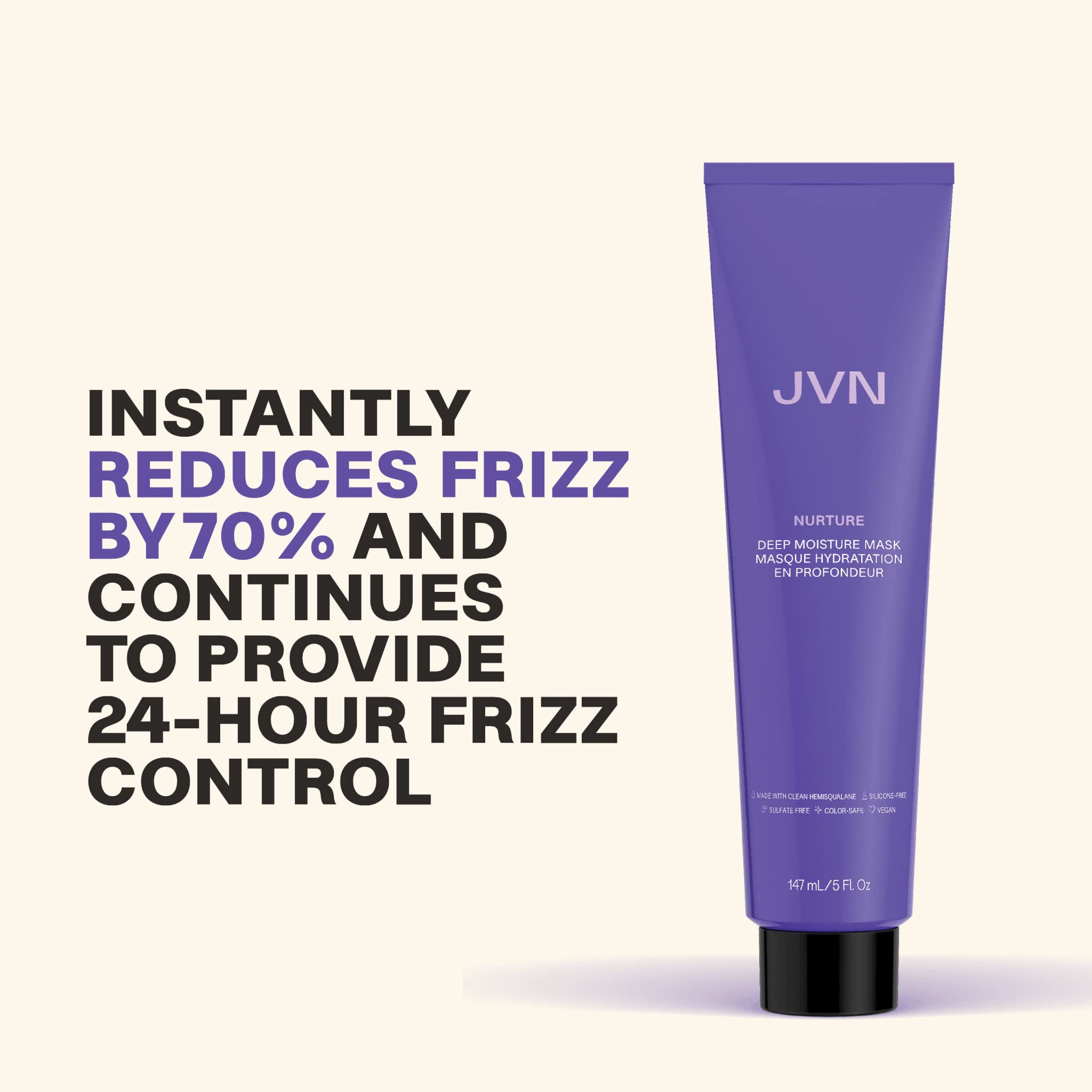 JVN Nurture Deep Moisture Mask – Hydrating Hair Treatment, All Hair Types, Sulfate Free (5 oz)
