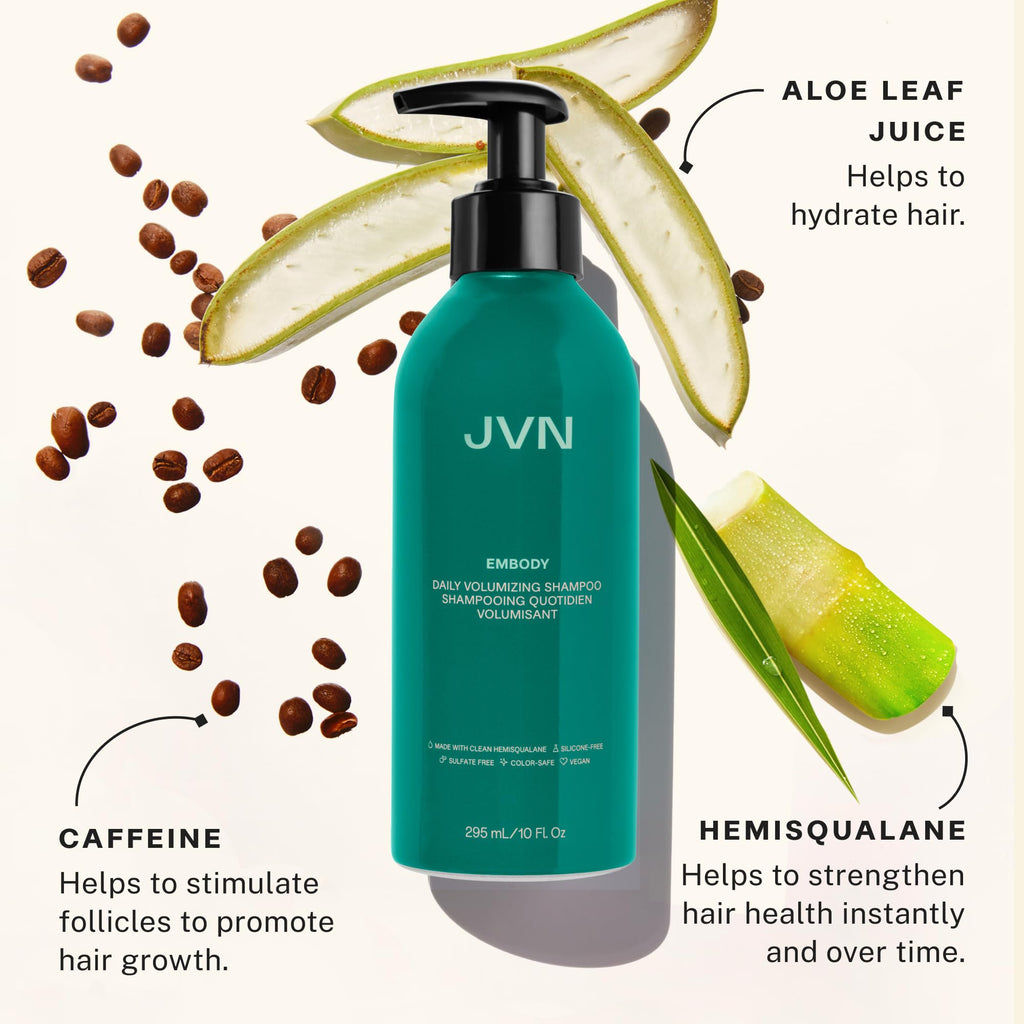 JVN Embody Volumizing Shampoo + Nurture Hydrating Conditioner Duo — 20 fl oz, Silicone- and Sulfate-Free Haircare for Body and Moisture