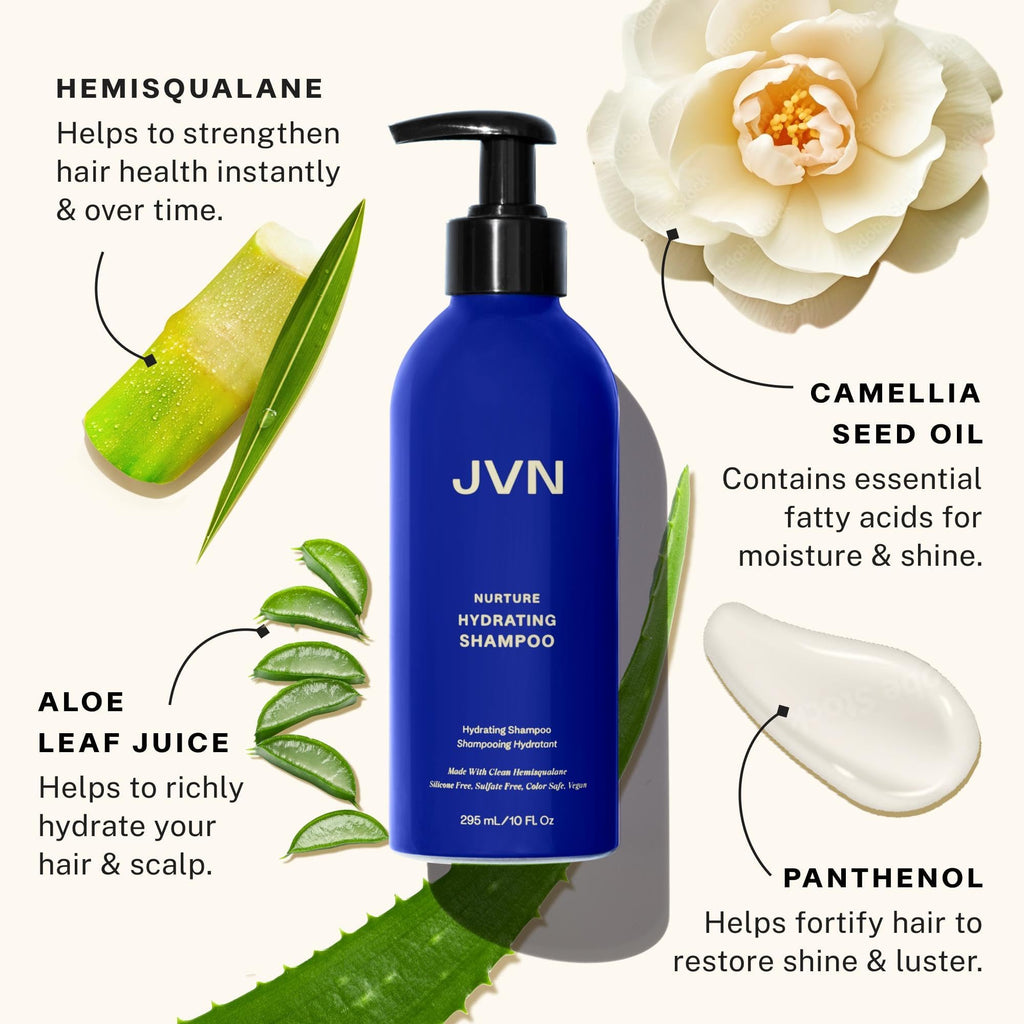 JVN Nurture Hydrating Shampoo & Conditioner Set – Detangles & Softens Hair, Color Safe, 20 oz