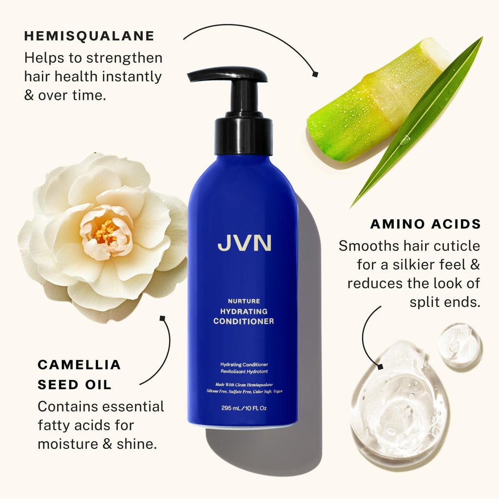 JVN Nurture Hydrating Shampoo & Conditioner Set – Detangles & Softens Hair, Color Safe, 20 oz
