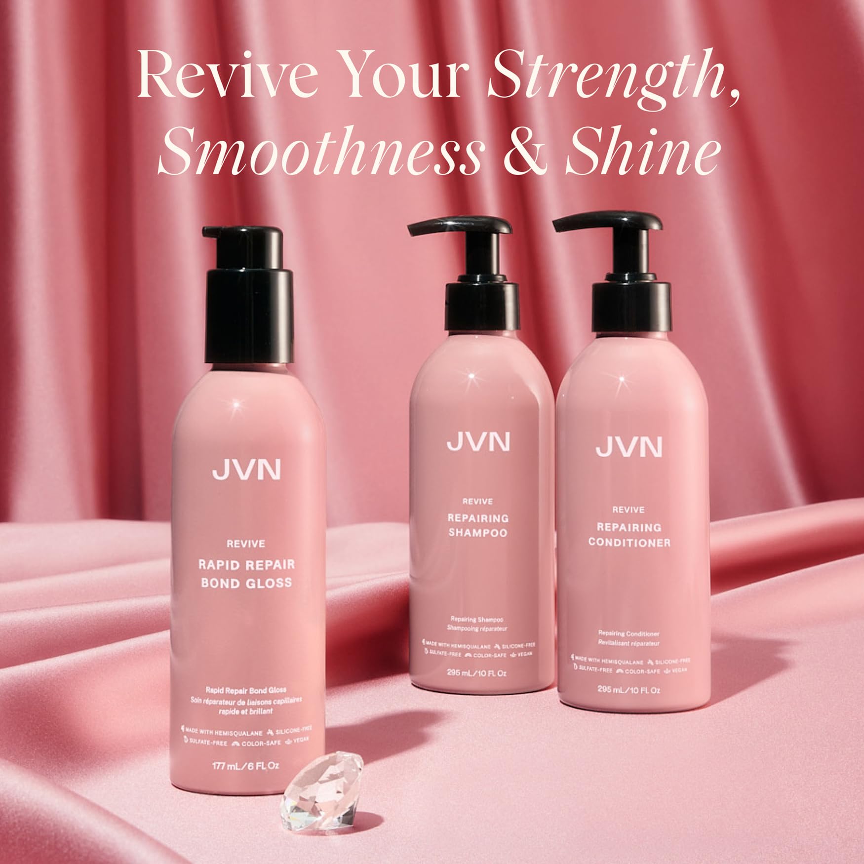 JVN Revive Repairing Shampoo & Conditioner Set – Strengthen Damaged or Color-Treated Hair | Silicone & Sulfate Free