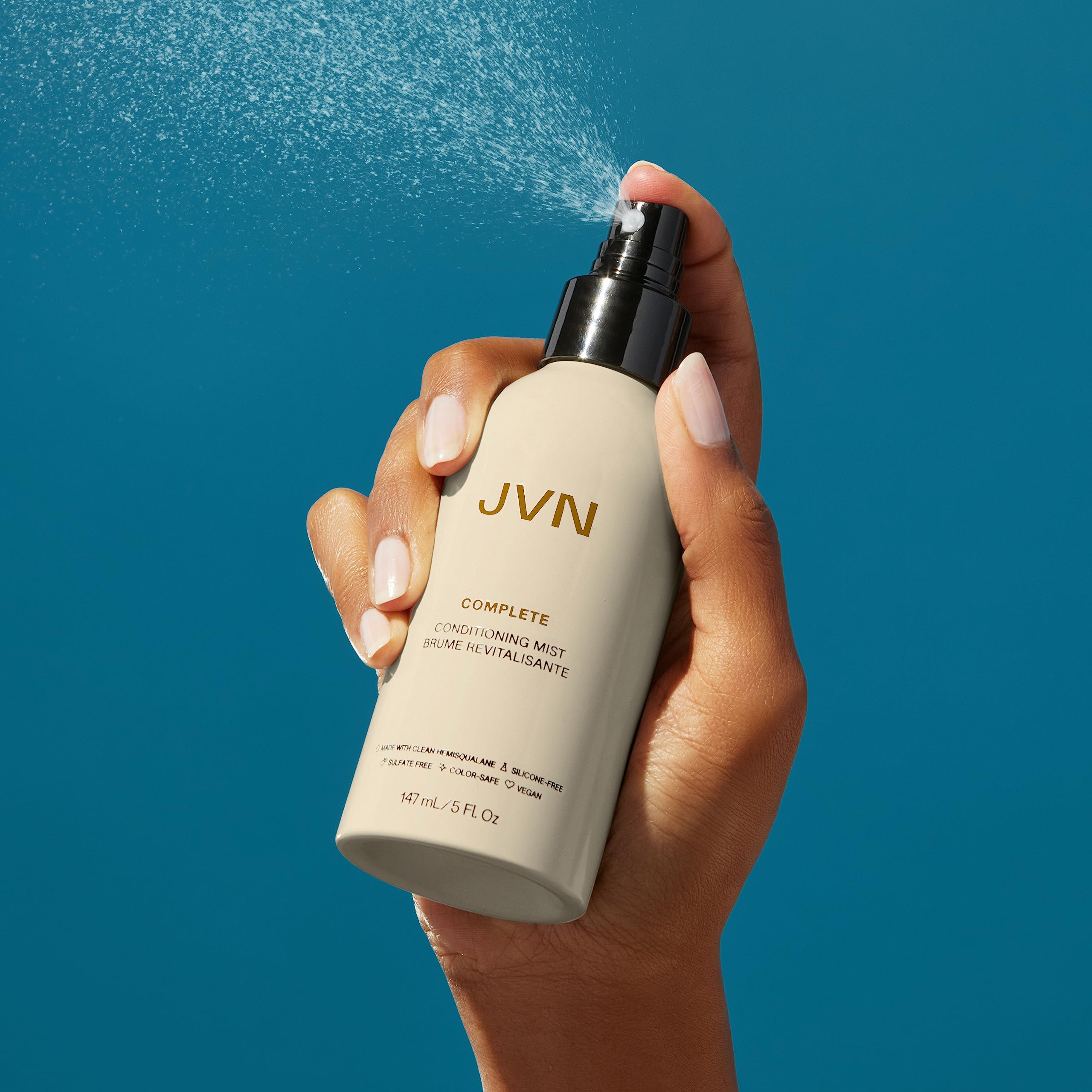 JVN Complete Leave-In Conditioning Mist – 2 fl oz Travel Size, Frizz Control, Detangler, UV & Heat Protection, Silicone Free
