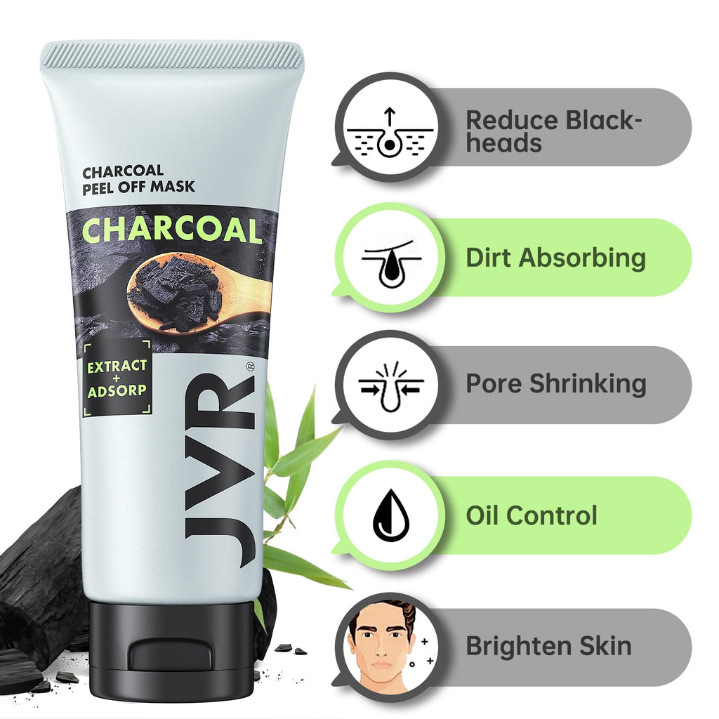 JVR Charcoal Peel-Off Mask for All Skin Types – Cleanse & Refresh