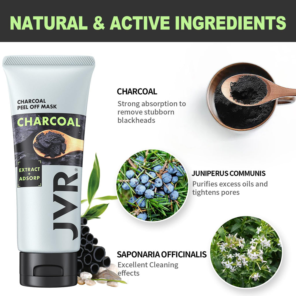 JVR Charcoal Peel-Off Mask for All Skin Types – Cleanse & Refresh