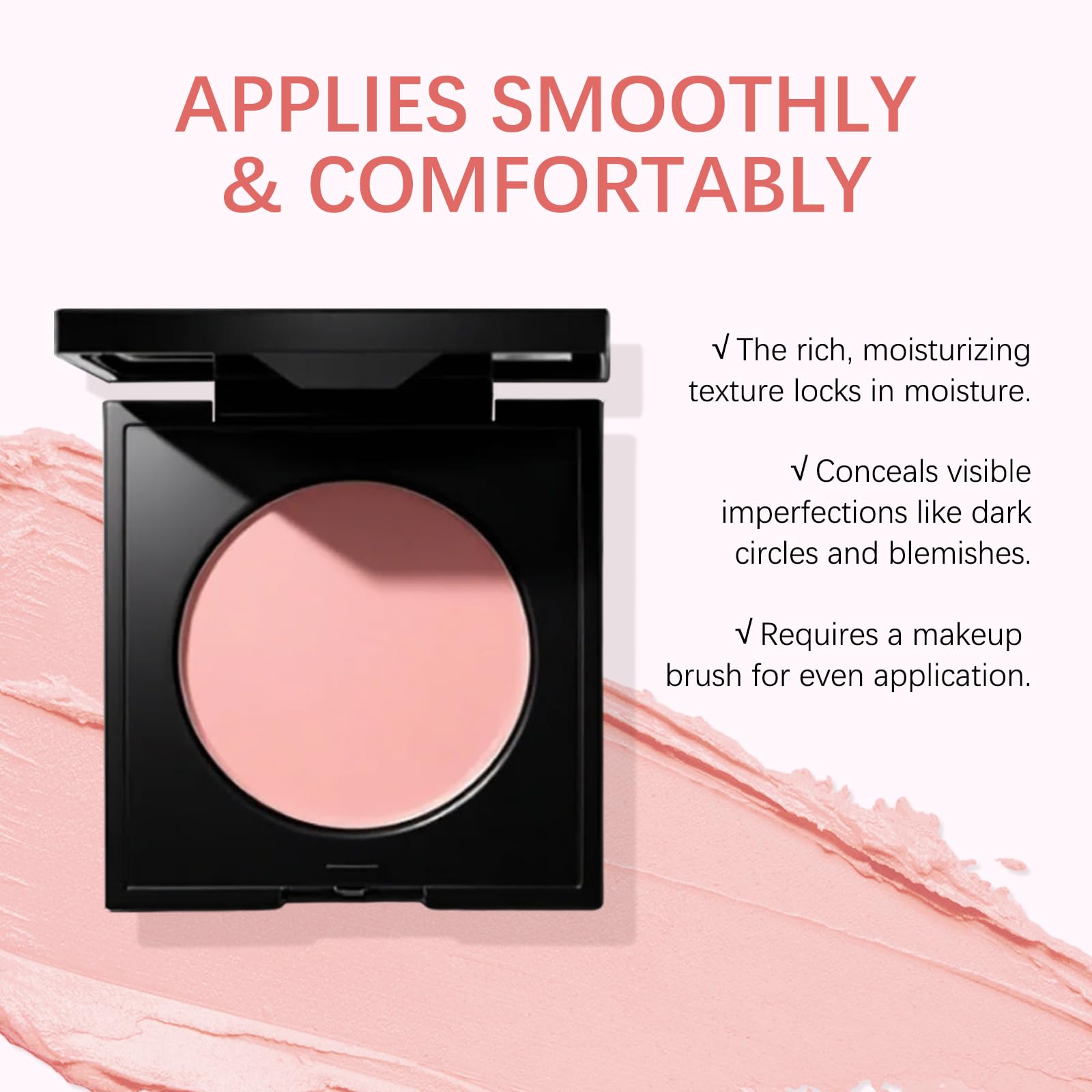 JVXZTO Under Eye Brightener Concealer – Pink for Light/Medium Skin, Brightens, Corrects Dark Circles, Waterproof Primer