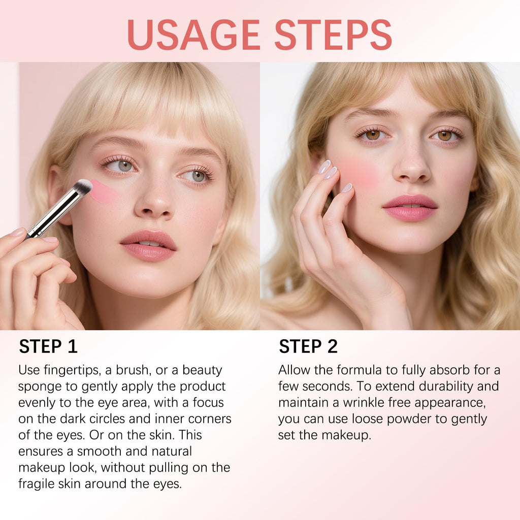 JVXZTO Under Eye Brightener Concealer – Pink for Light/Medium Skin, Brightens, Corrects Dark Circles, Waterproof Primer