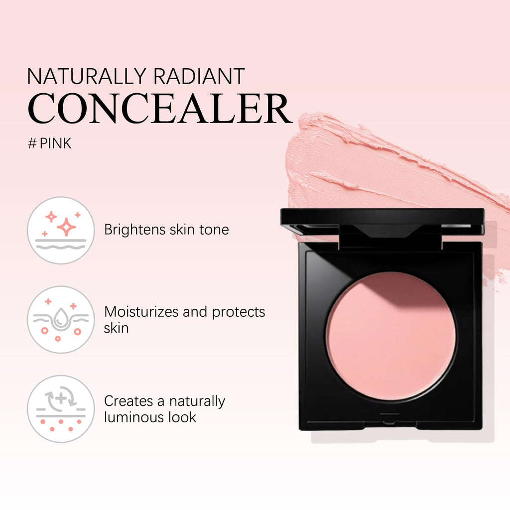 JVXZTO Under Eye Brightener Concealer – Pink for Light/Medium Skin, Brightens, Corrects Dark Circles, Waterproof Primer