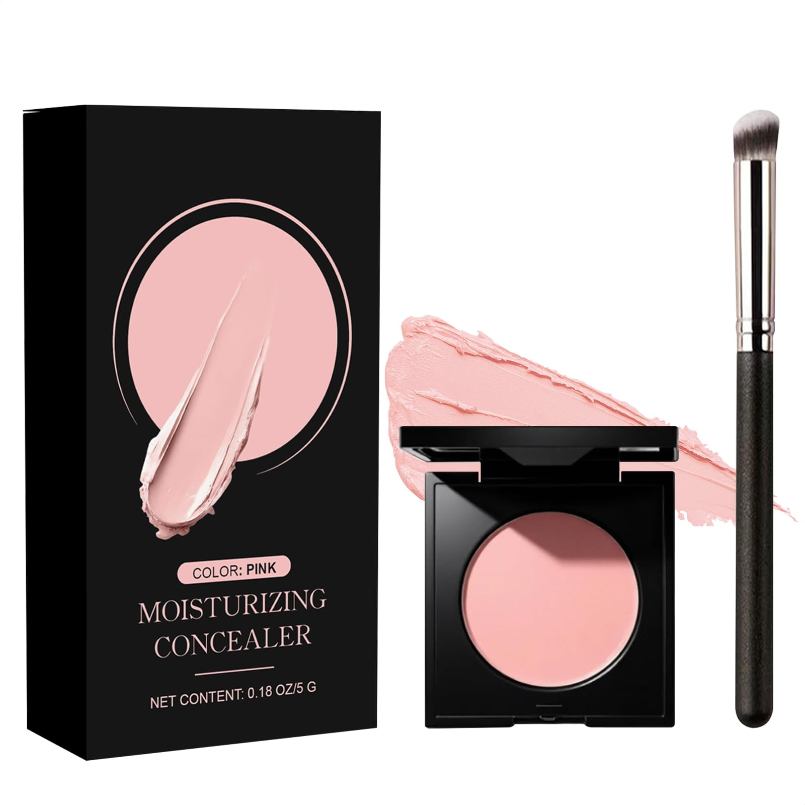JVXZTO Under Eye Brightener Concealer – Pink for Light/Medium Skin, Brightens, Corrects Dark Circles, Waterproof Primer