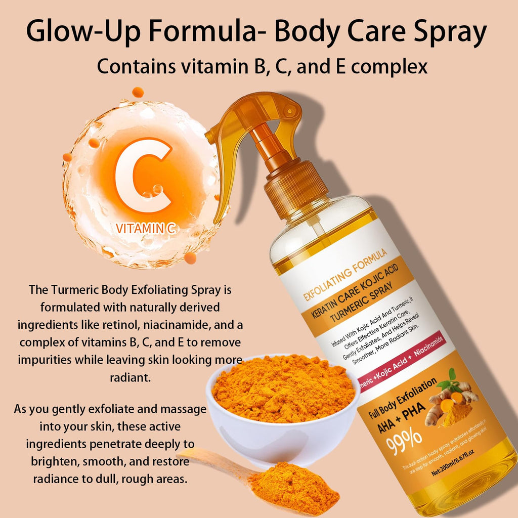JXSVR Body Keratin Care Kojic Turmeric Spray 200ml – Brighten & Exfoliate