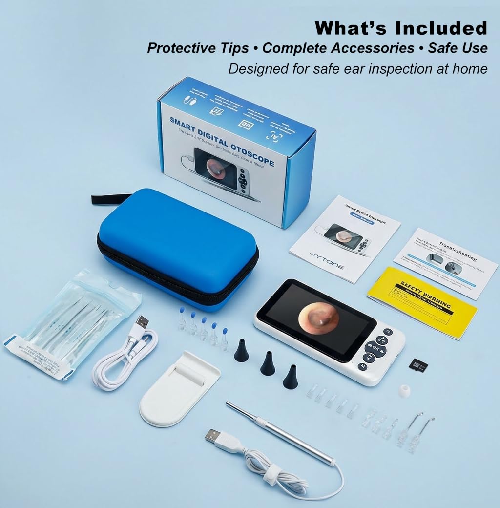JYTONE Digital Otoscope – 4.5-Inch HD Screen, No App Needed, 3.9mm Probe