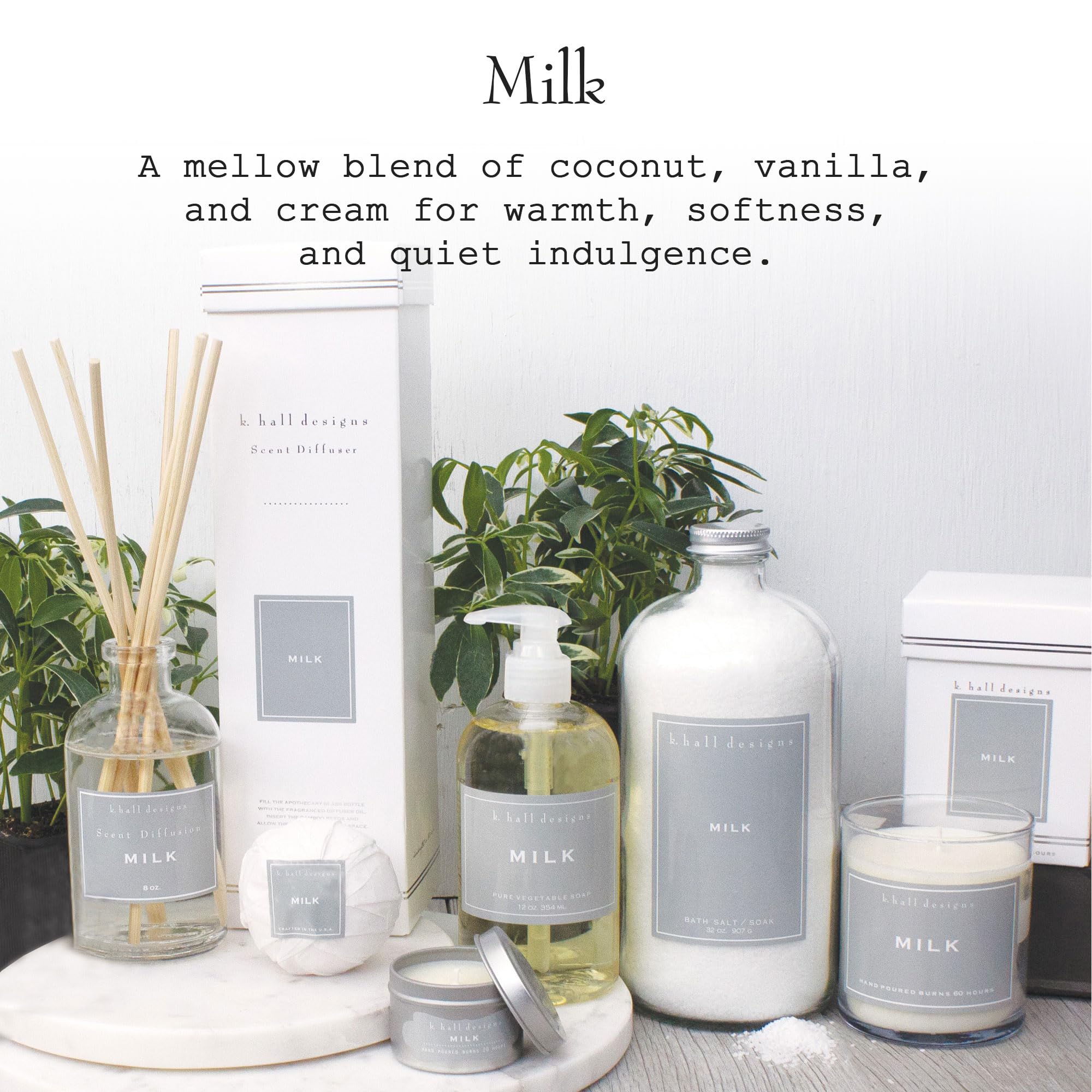 K. Hall Designs Milk Bath Salt Soak with Vitamin E – Creamy Coconut & Vanilla (32 oz)
