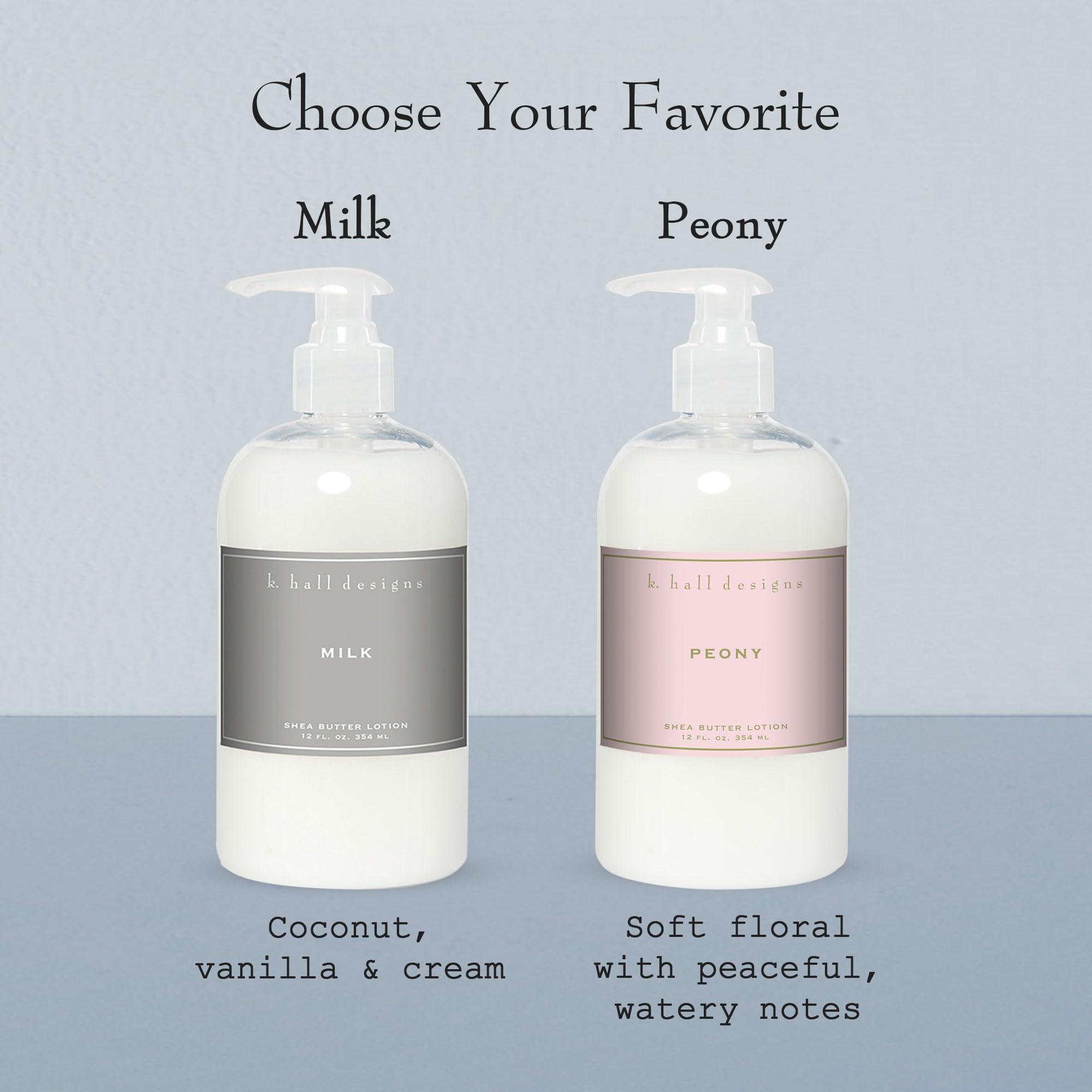 K. Hall Designs Peony Scented Shea Butter Lotion – Dry Skin Moisturizer, Peaceful Peony Floral Scent, 12oz