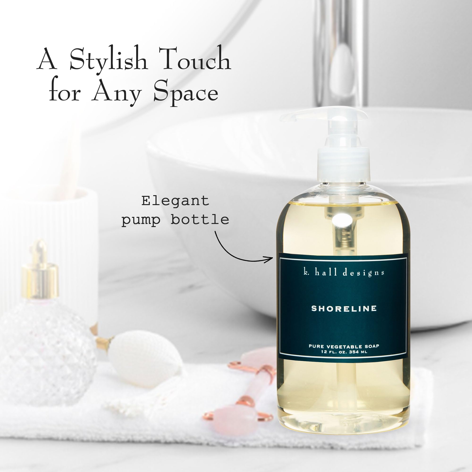 K. Hall Designs Shoreline Hand Soap – Ocean-Inspired, Plant-Based, 12 fl oz