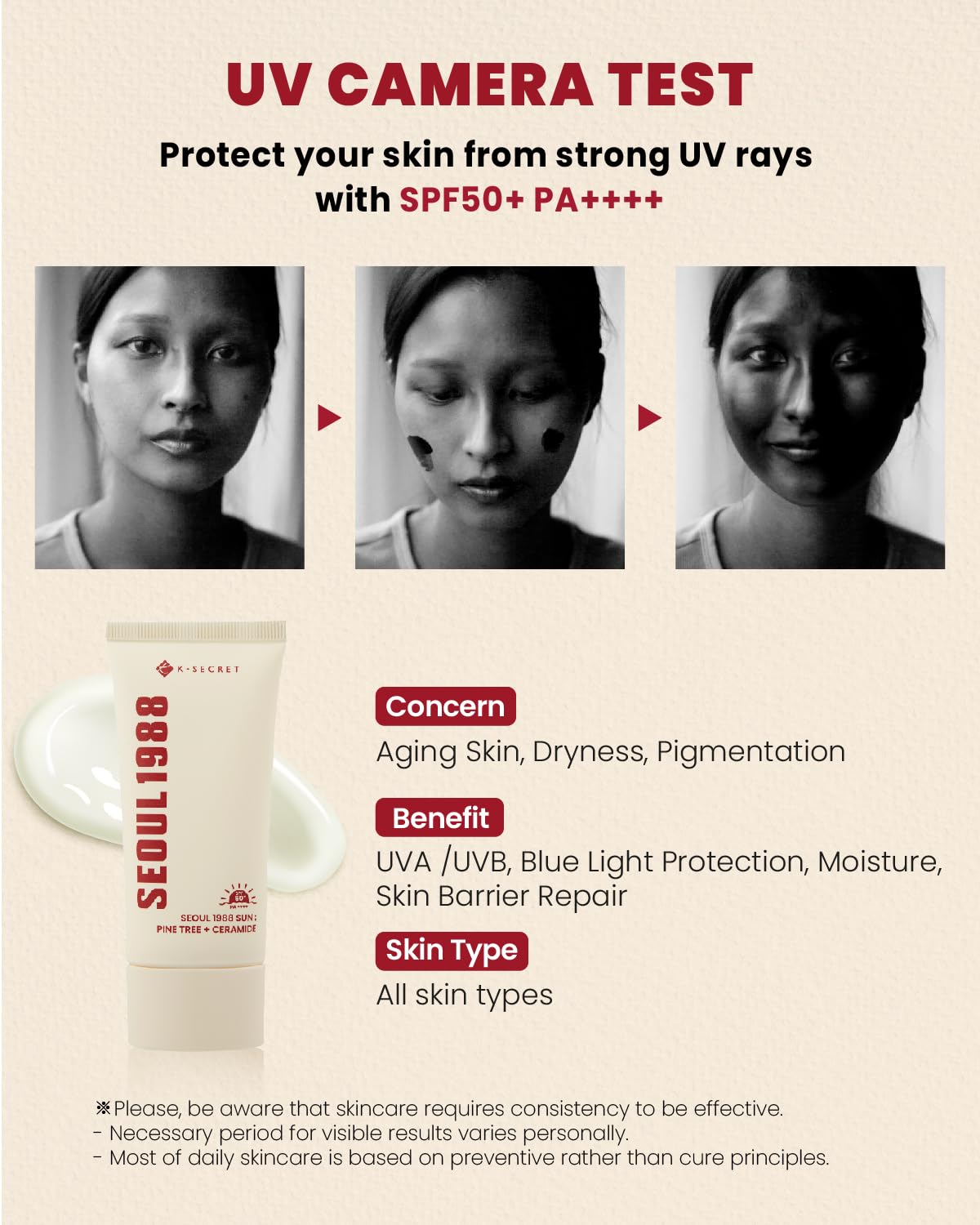 K-SECRET SEOUL 1988 Sun Pine Tree + Ceramide, 50ml | Hydrating Skincare
