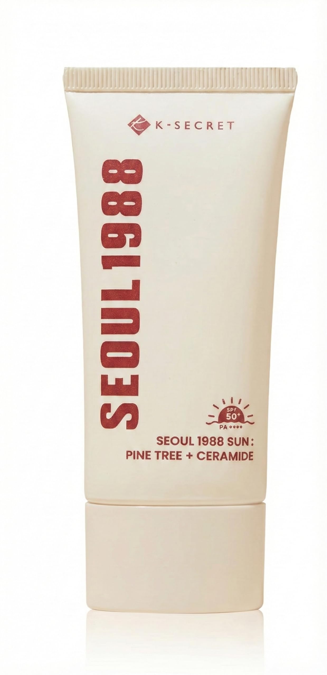 K-SECRET SEOUL 1988 Sun: Pine Tree + Ceramide 50mL / 1.7 FL OZ – Lightweight Sunscreen with Barrier Support