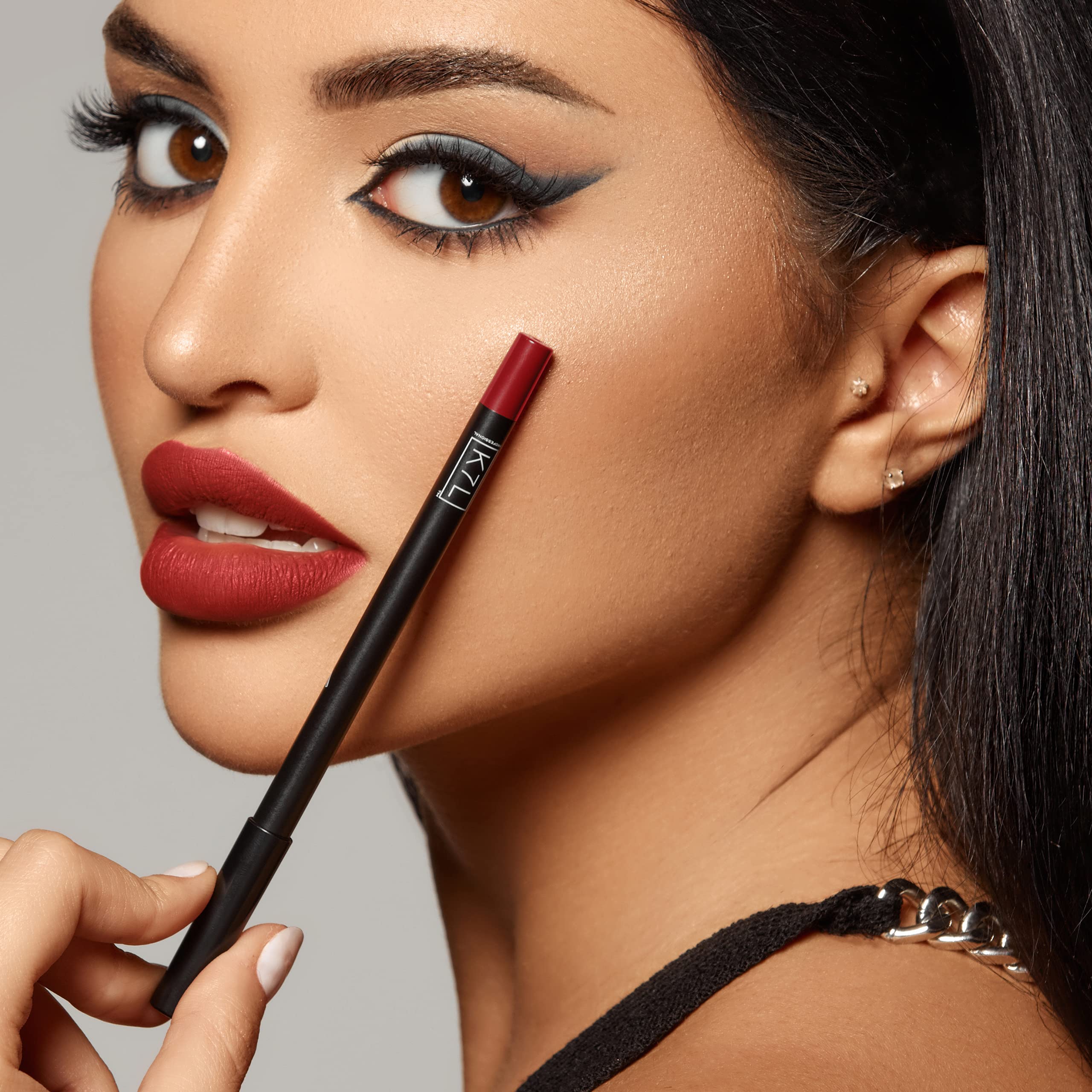 K7L Dark Red Lip Crayon (Vegan) – Waterproof, Smudge-Proof Lip Liner in Flame
