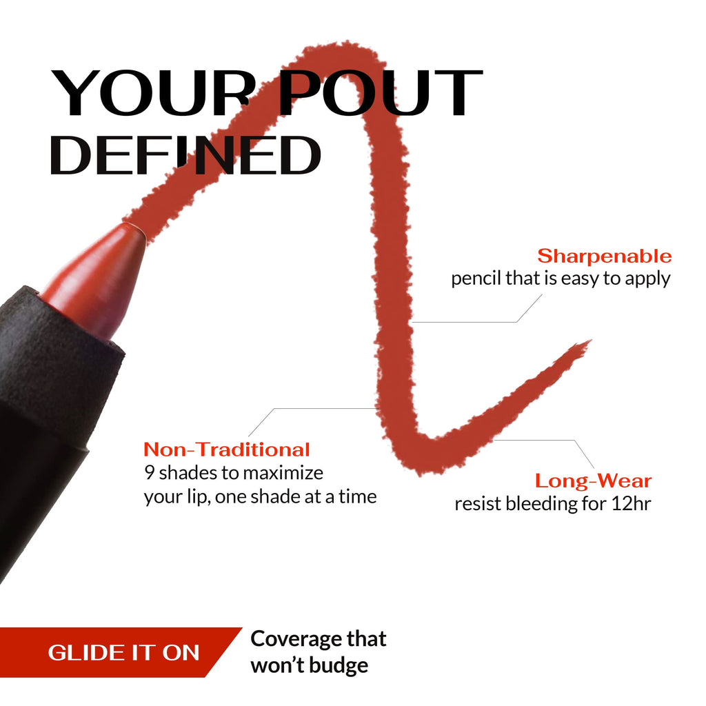 K7L Dark Red Lip Crayon (Vegan) – Waterproof, Smudge-Proof Lip Liner in Flame