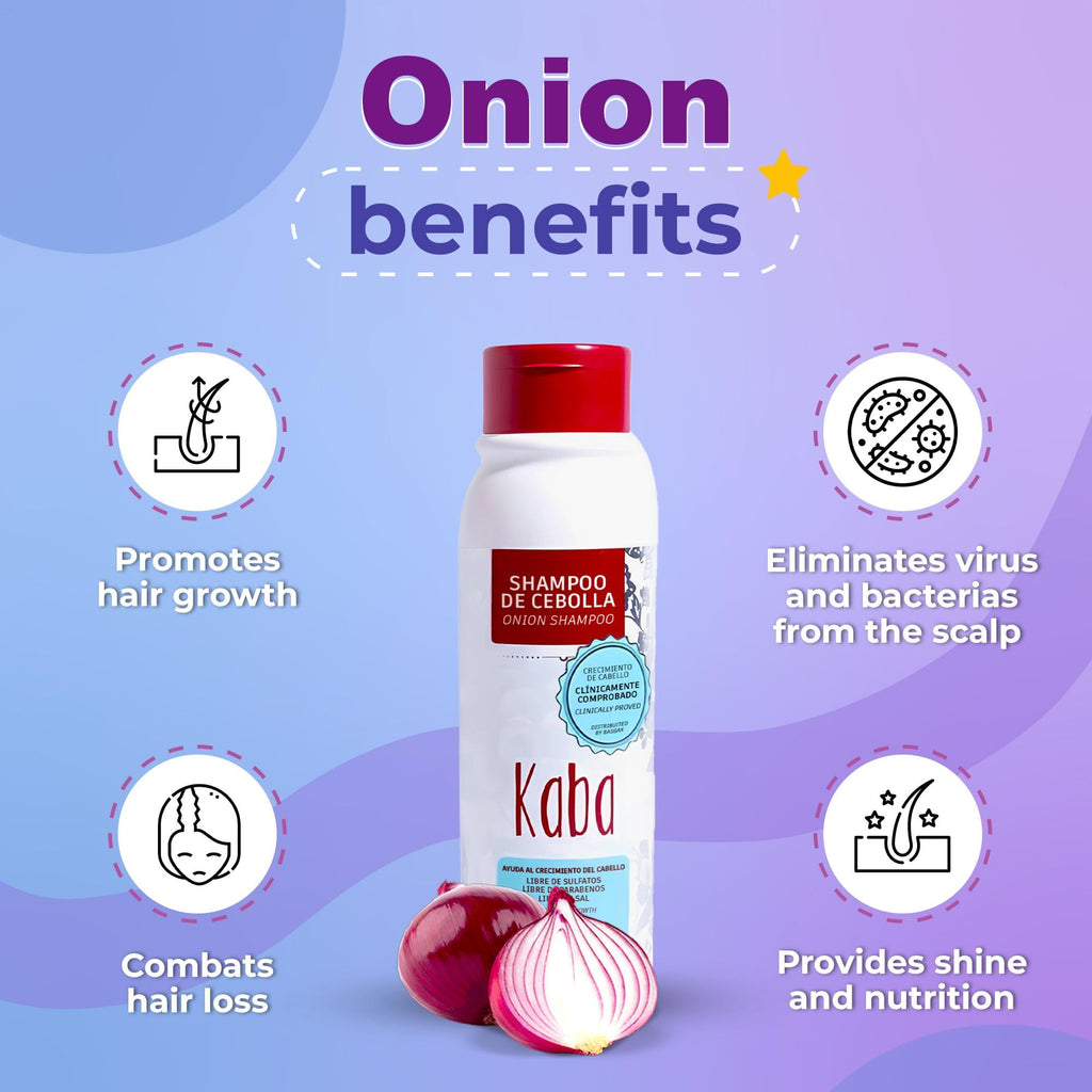 Kaba Onion Shampoo for Hair Growth – All Hair Types, Fresh Scent, 16.9 oz