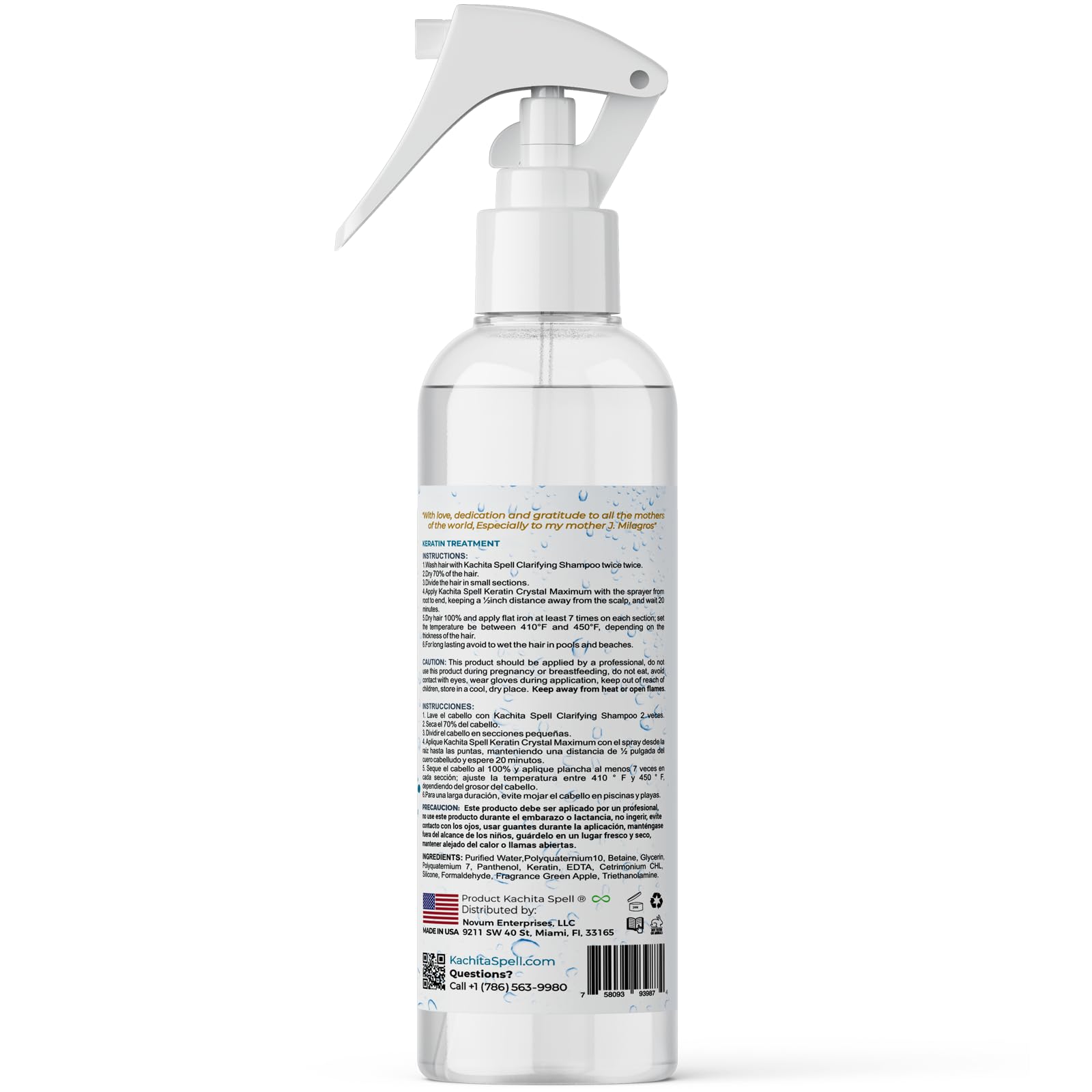 Kachita Spell Keratin Crystal – Express 20-Minute Keratin Spray for Lasting Blowouts | Home & Pro Use | 16 fl oz