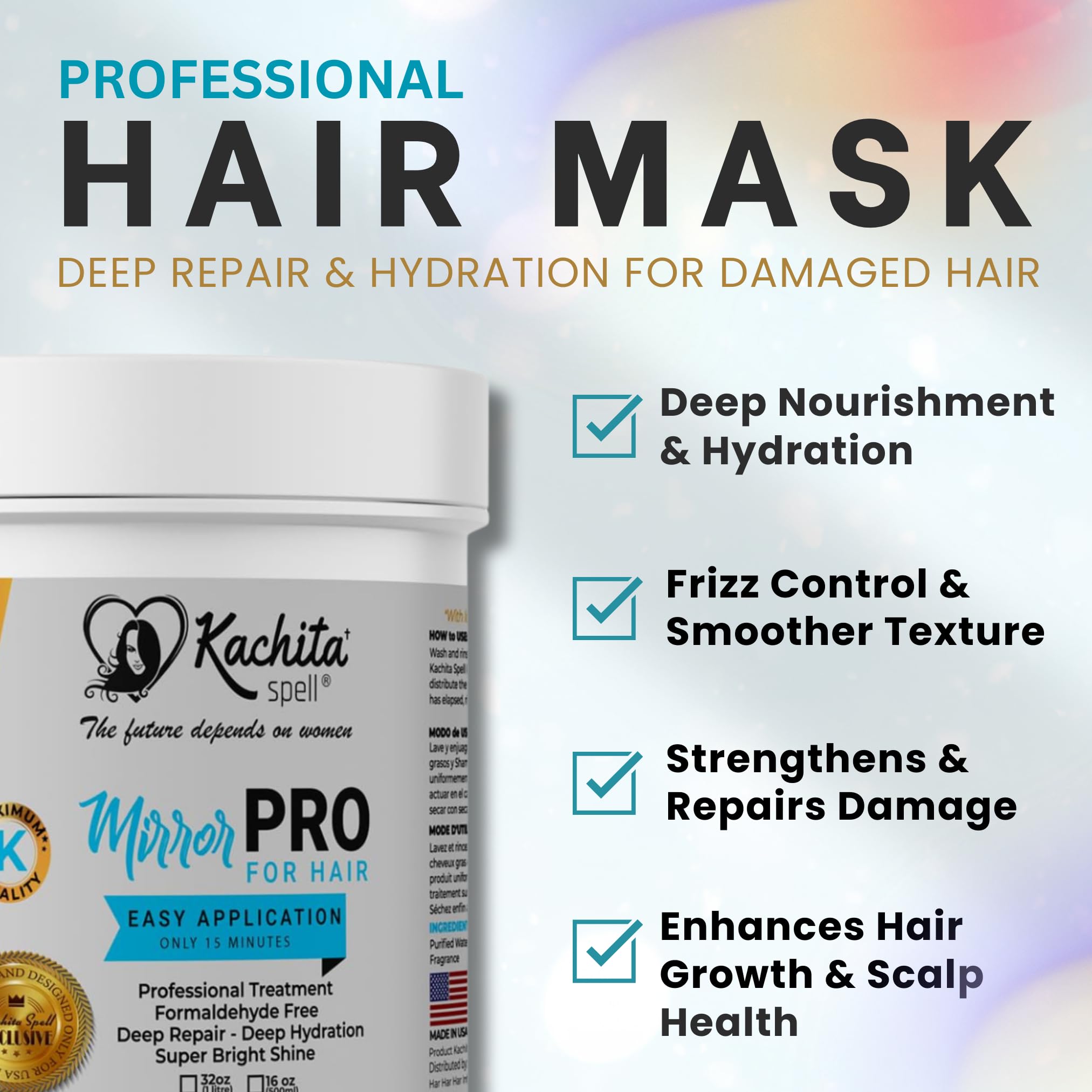 Kachita Spell MirrorPRO Hair Mask – Deep Conditioning for Dry & Damaged Hair | Sulfate-Free 16 oz