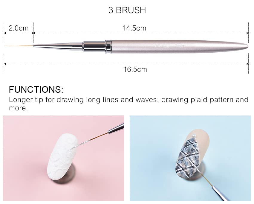 KADS Kolinsky Sable 2-Way Nail Art Brush & Dotting Pen – 5-Pc French Manicure Set
