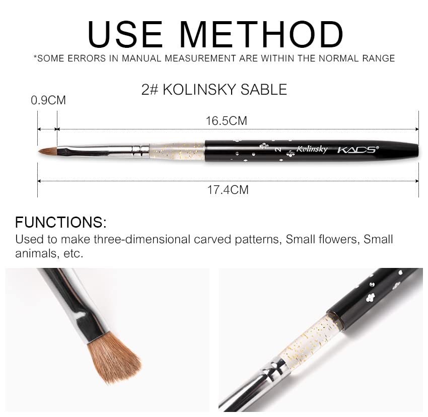 KADS Kolinsky Sable 2-Way Nail Art Brush & Dotting Pen – 5-Pc French Manicure Set