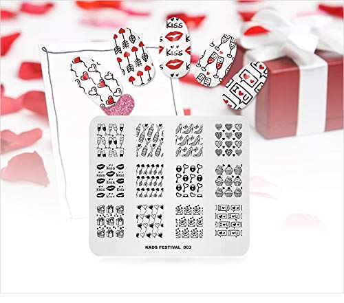 KADS 5Pcs Nail Art Stamping Plates Set – Flower Rabbit Kiss Heart Image Plate