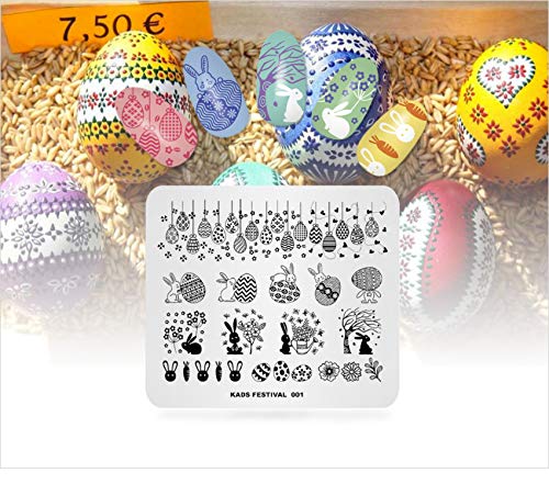 KADS 5Pcs Nail Art Stamping Plates Set – Flower Rabbit Kiss Heart Image Plate