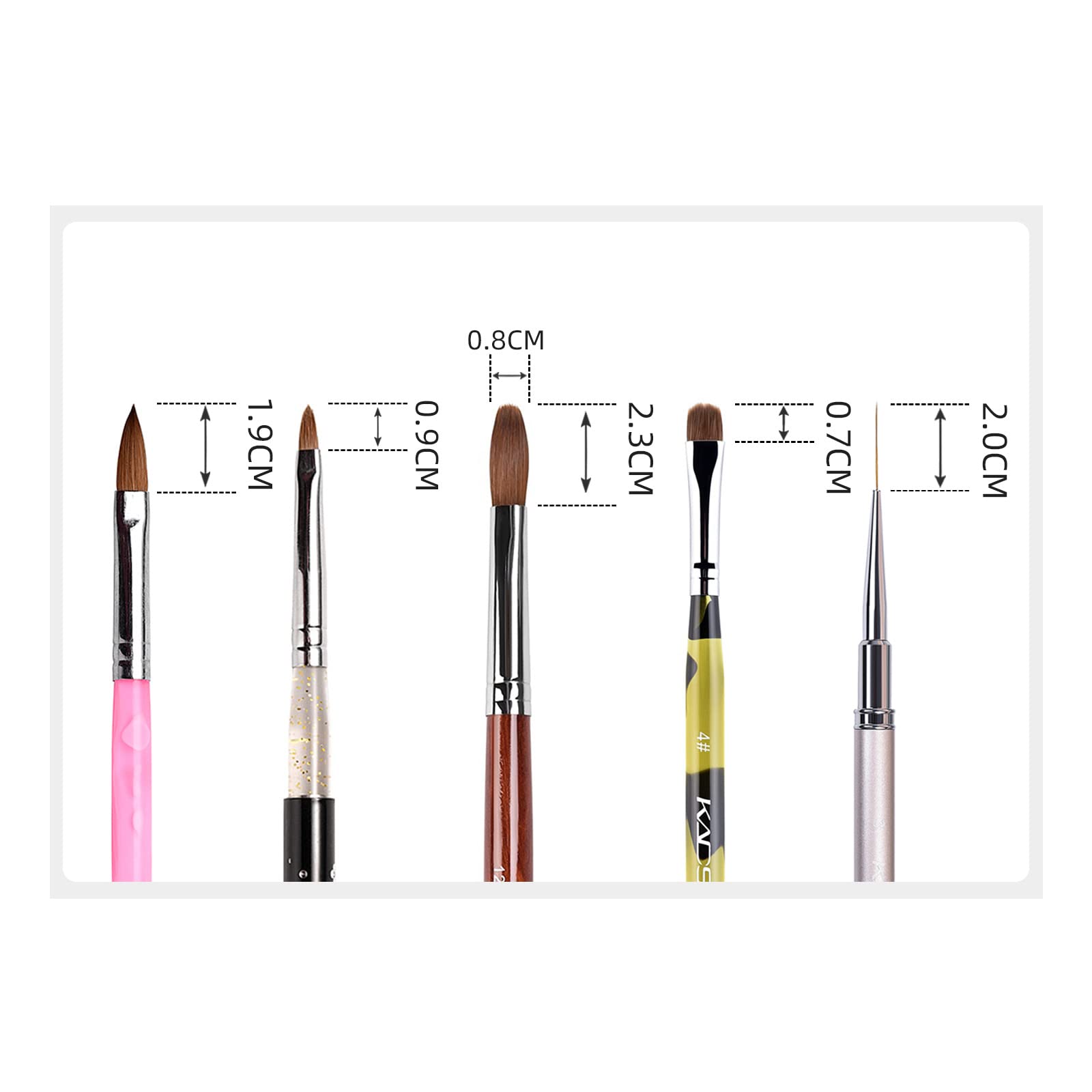 KADS Kolinsky Sable 2-Way Nail Art Brush & Dotting Pen – 5-Pc French Manicure Set