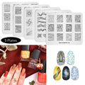 KADS 5Pcs Nail Art Stamping Plates Set – Stainless Steel Geometry Designer Templates