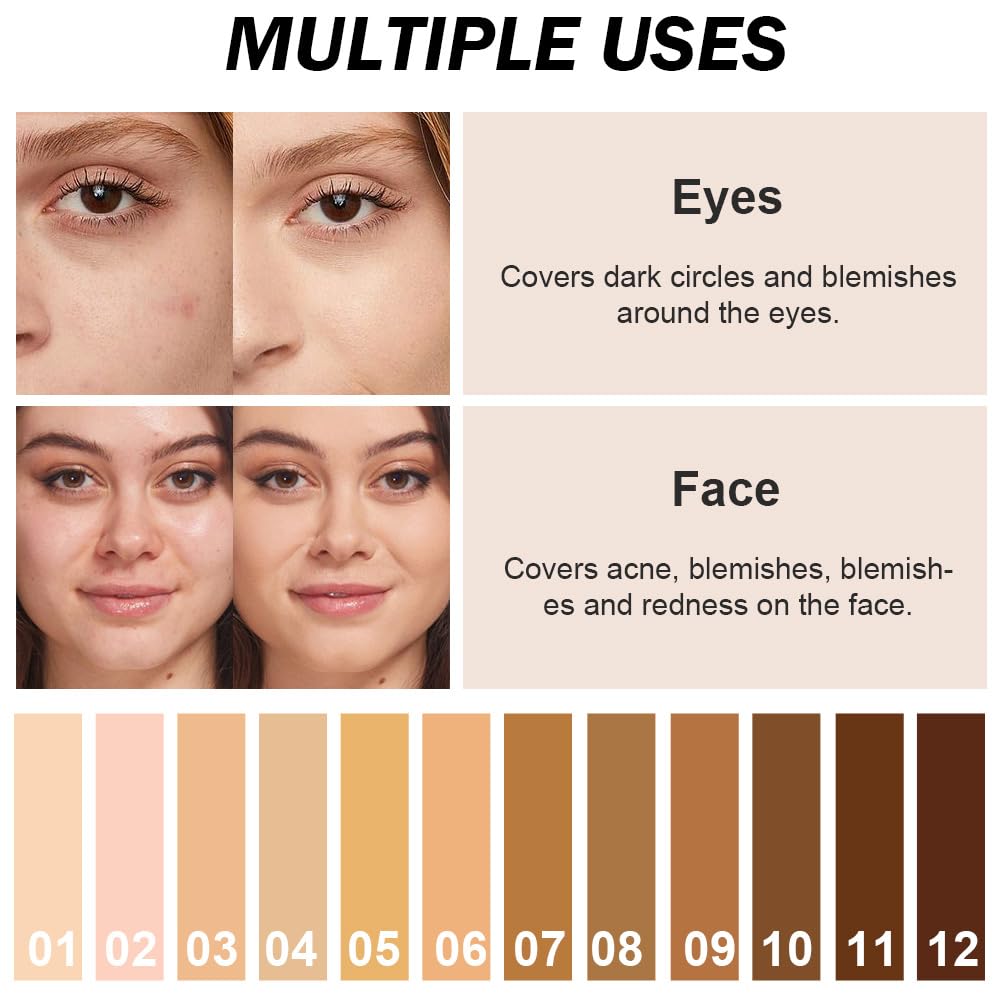 Kaely 2Pcs Cream Pot Concealer Set 03+04 | Full Coverage, Waterproof Palette with Brush