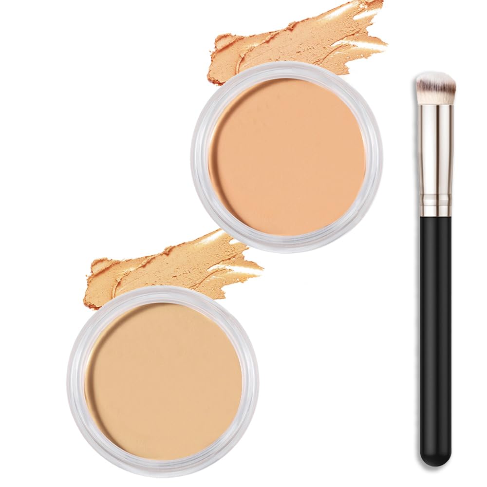 Kaely 2Pcs Cream Pot Concealer Set 03+04 | Full Coverage, Waterproof Palette with Brush