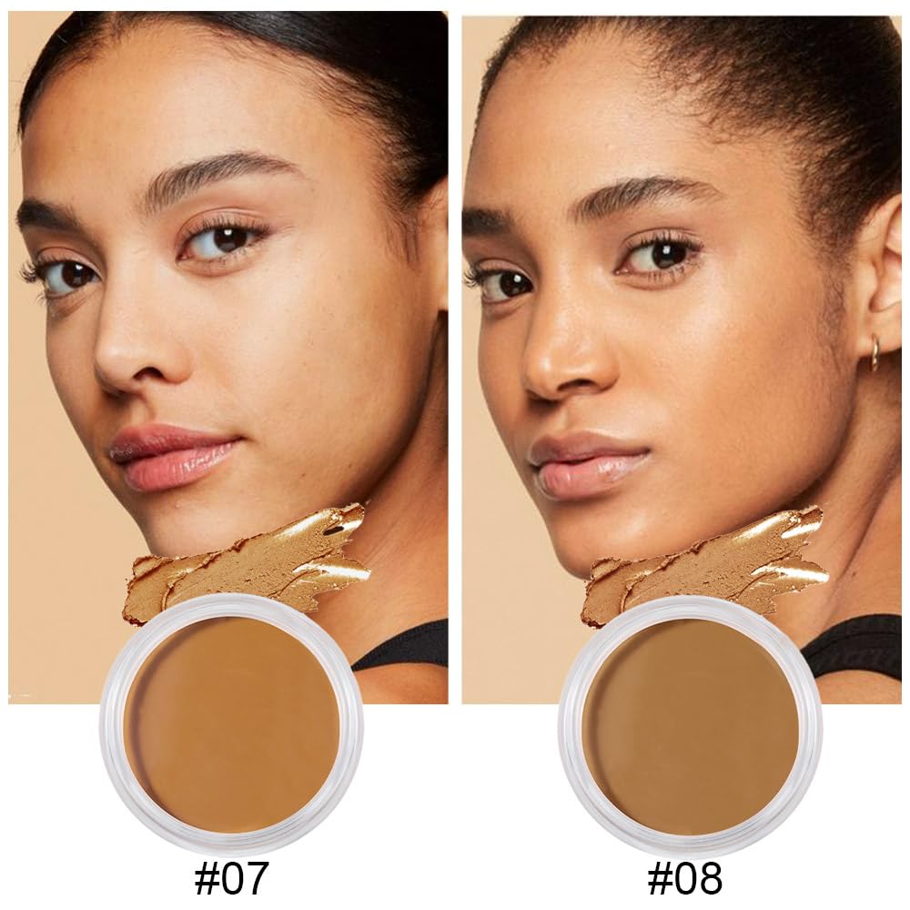 Kaely 2Pcs Cream Pot Concealer – Full Coverage Set with Under-Eye Brightener (07+08)