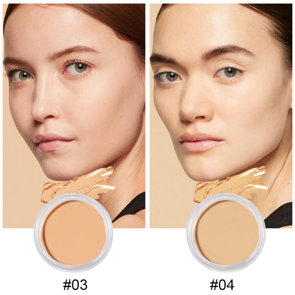 Kaely 2Pcs Cream Pot Concealer Set 03+04 | Full Coverage, Waterproof Palette with Brush