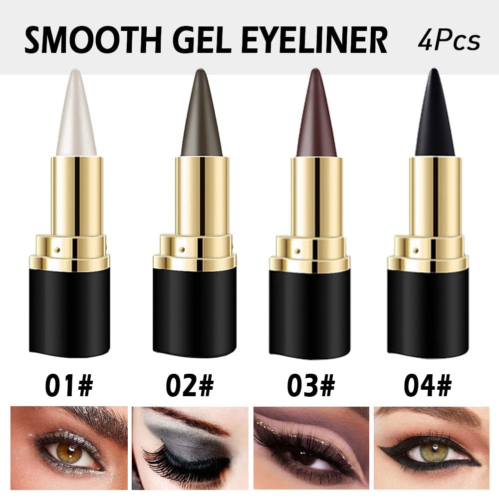 Kaely 4-Piece Gel Eyeliner Pencil Set — Waterproof, Smudge-Proof, Multi-Use