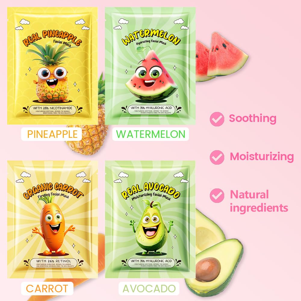 Kaely 40 Pack Kids Face Masks – Spa Day Kit & Party Favors