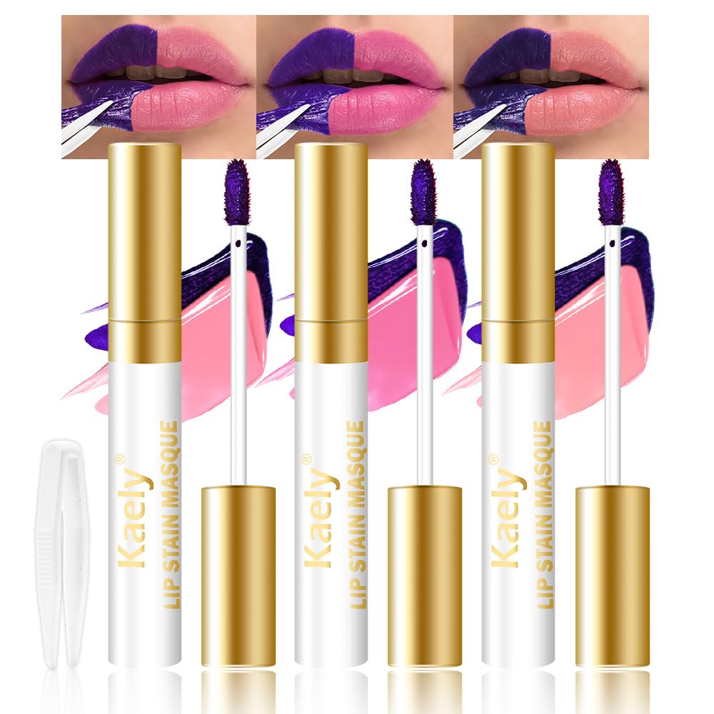 Kaely 3Pcs Lip Stain Peel Off Masque – Long-Lasting Matte Lip Tint Set C-05 C-07 C-08