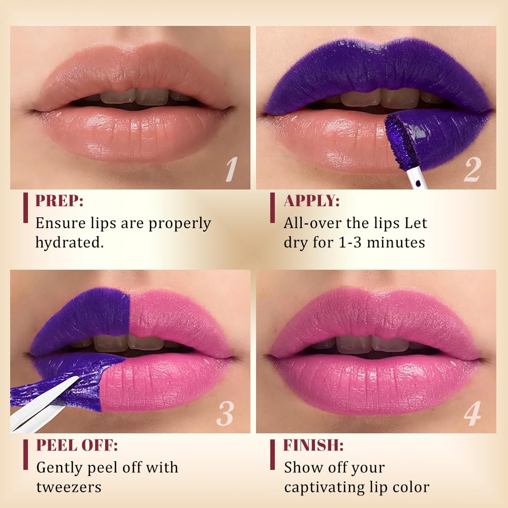 Kaely 3Pcs Lip Stain Peel Off Masque – Long-Lasting Matte Lip Tint Set C-05 C-07 C-08