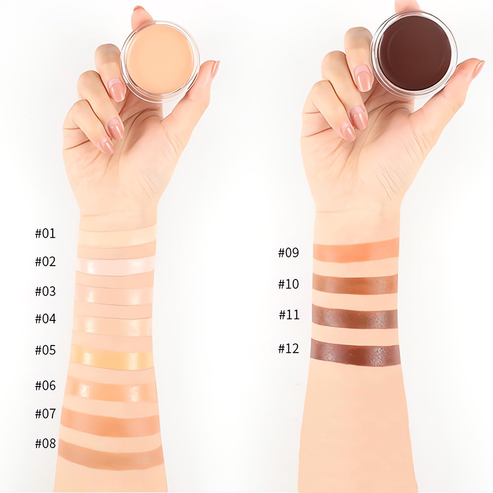 Kaely 2Pcs Cream Pot Concealer Set 03+04 | Full Coverage, Waterproof Palette with Brush