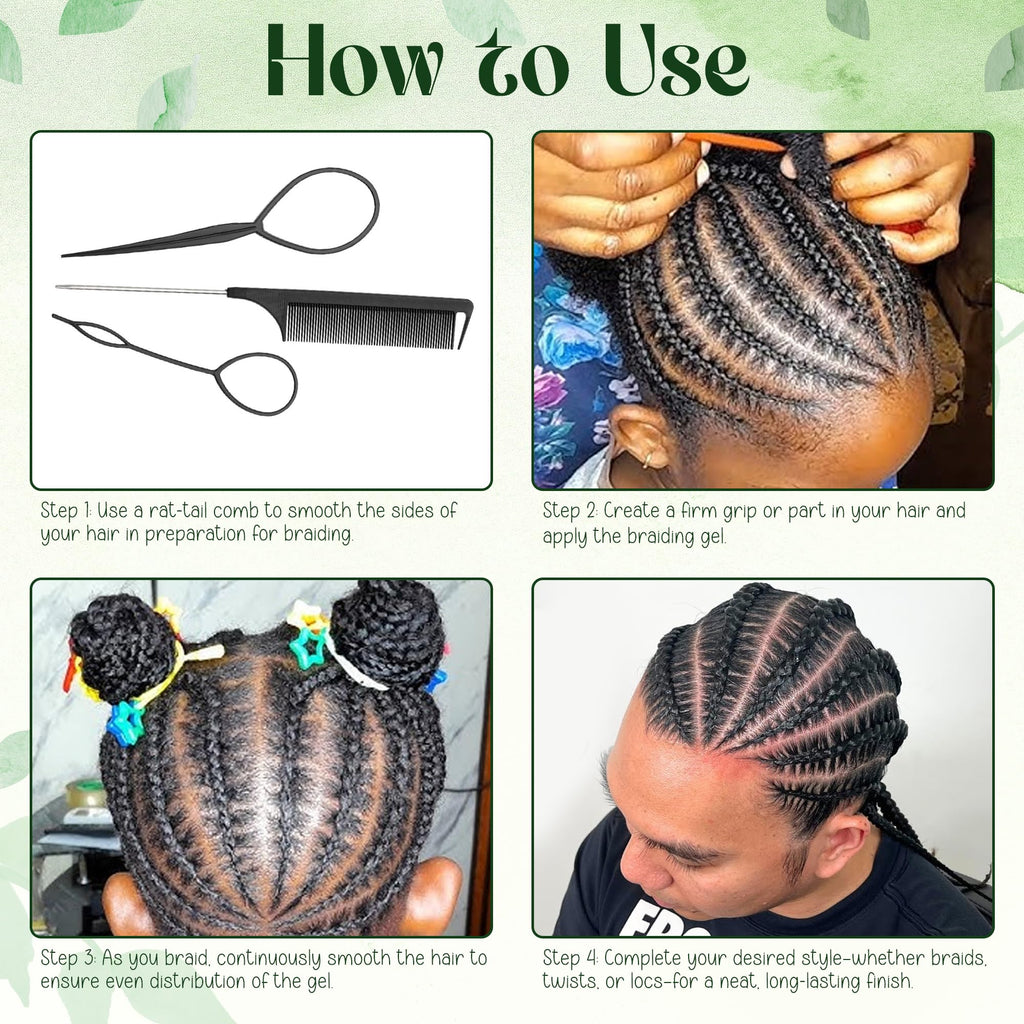 KAGA Pure O Natural Neatbraid Gel 64oz – Professional Conditioning, Strong Hold & Shine