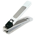 Kai Nail Clippers Type 001S White Stainless Steel with Catcher & File – Made in Japan