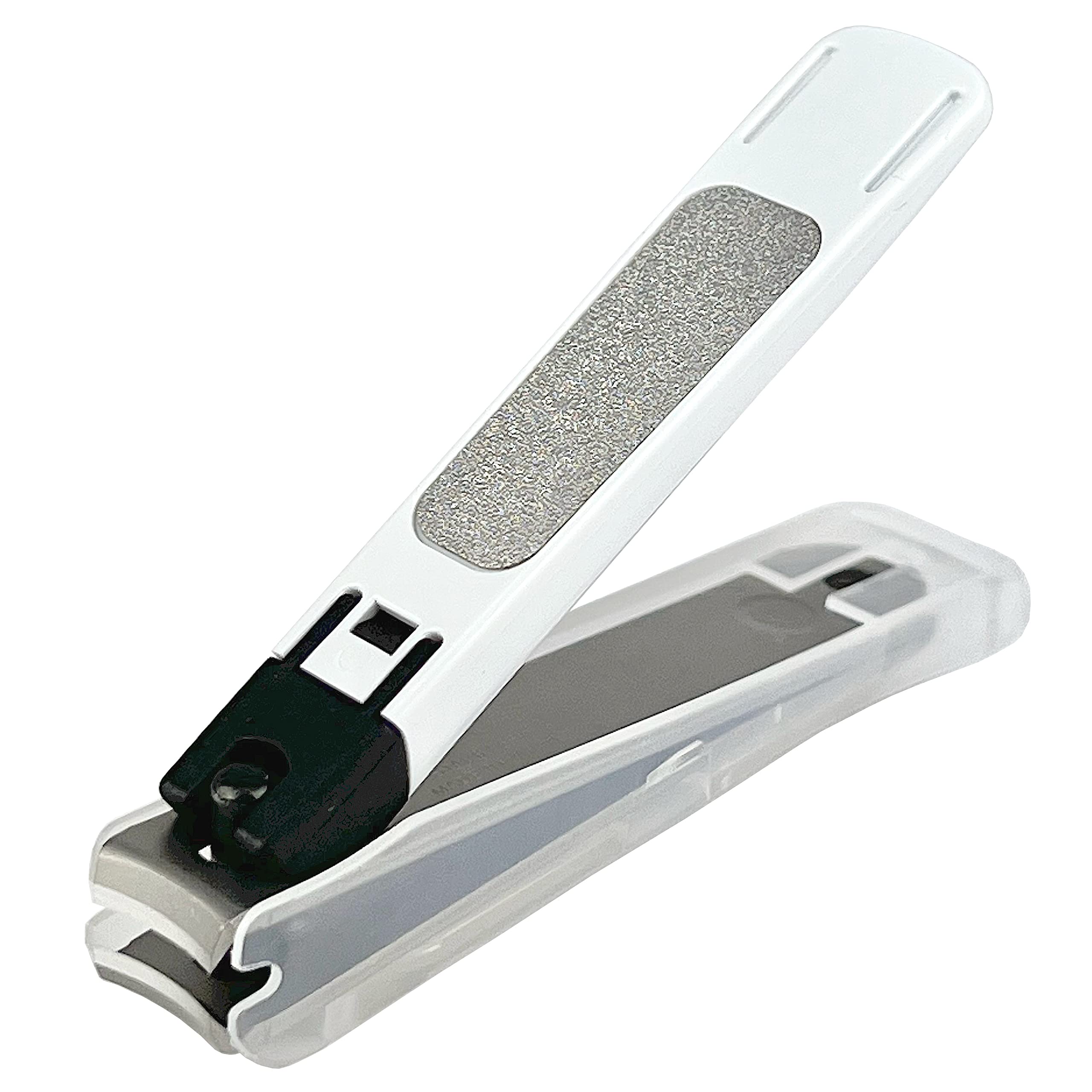 Kai Nail Clippers Type 001S White Stainless Steel with Catcher & File – Made in Japan
