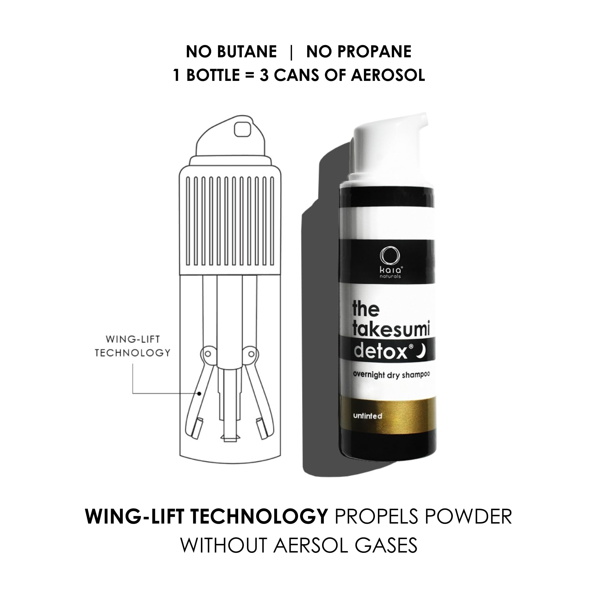 Kaia Naturals Takesumi Detox Dry Shampoo – Untinted, Charcoal-Powered, Non-Aerosol, Talc-Free