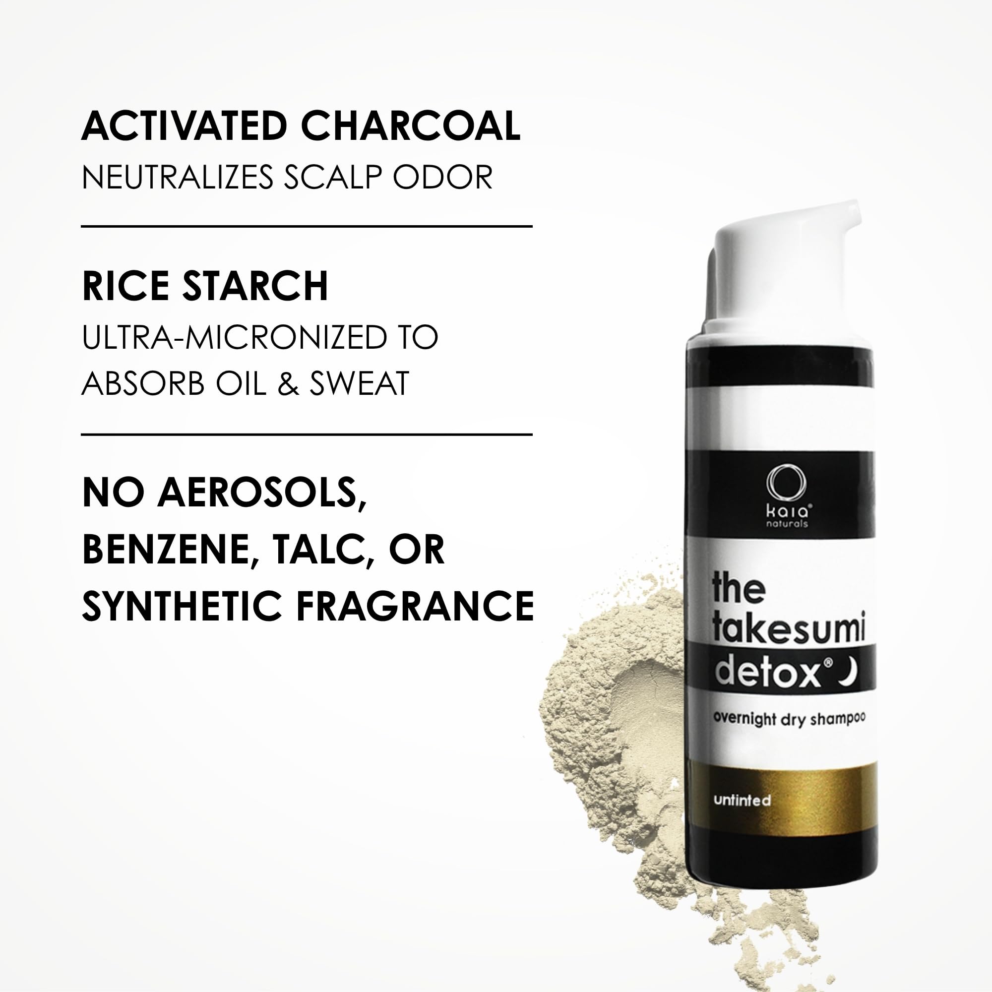 Kaia Naturals Takesumi Detox Dry Shampoo – Untinted, Charcoal-Powered, Non-Aerosol, Talc-Free