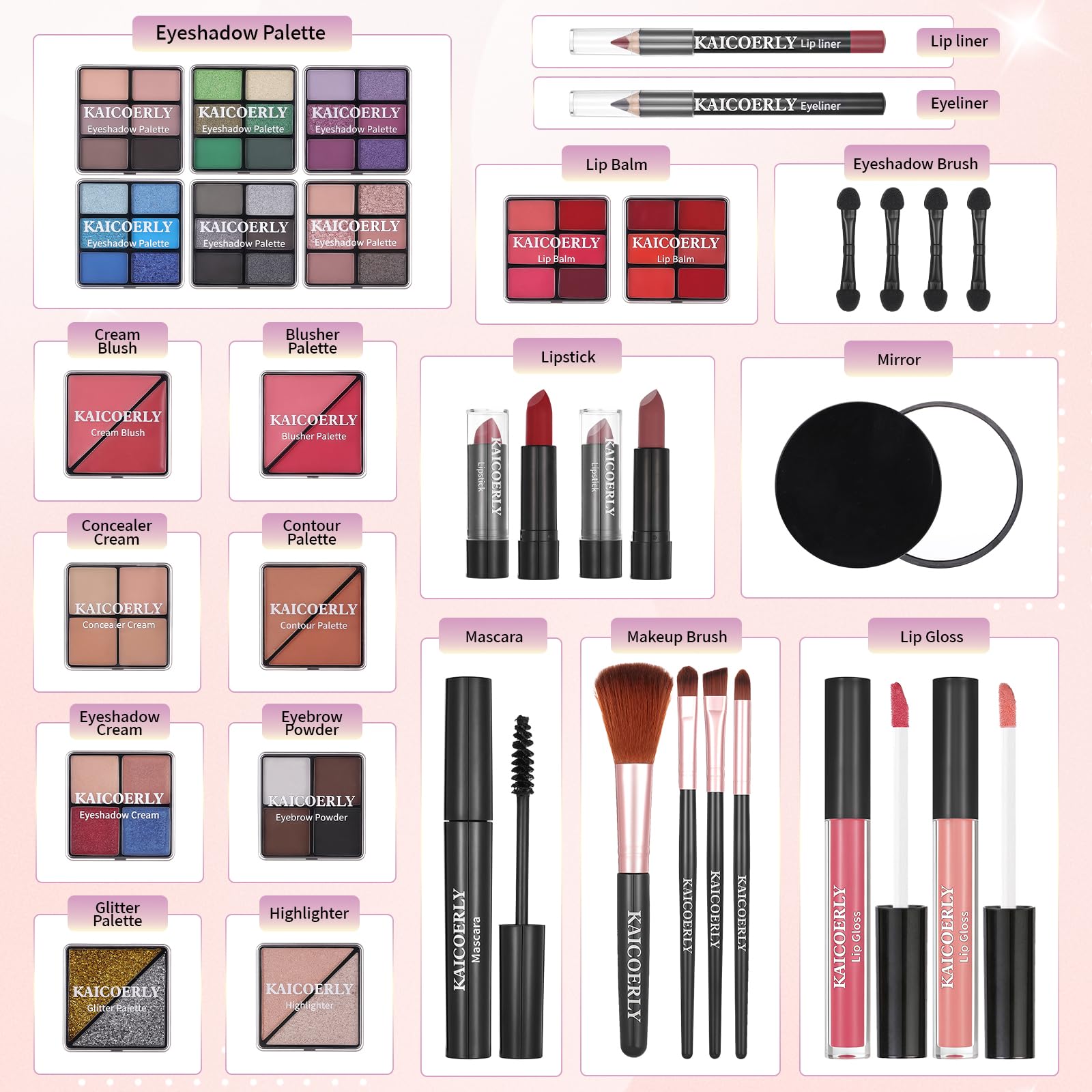 KAICOERLY Makeup Kit for Women & Beginners — All-in-One Case Set for Pros and Travelers